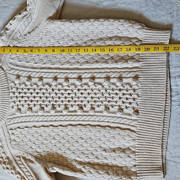 J.Crew Cream Lambswool Blend Sweater Popcorn Cable Knit Size Medium - Picture 9 of 13